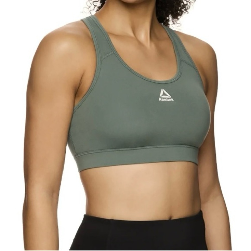 Reebok Green Sports Bra with Moisture-Wicking Fabric